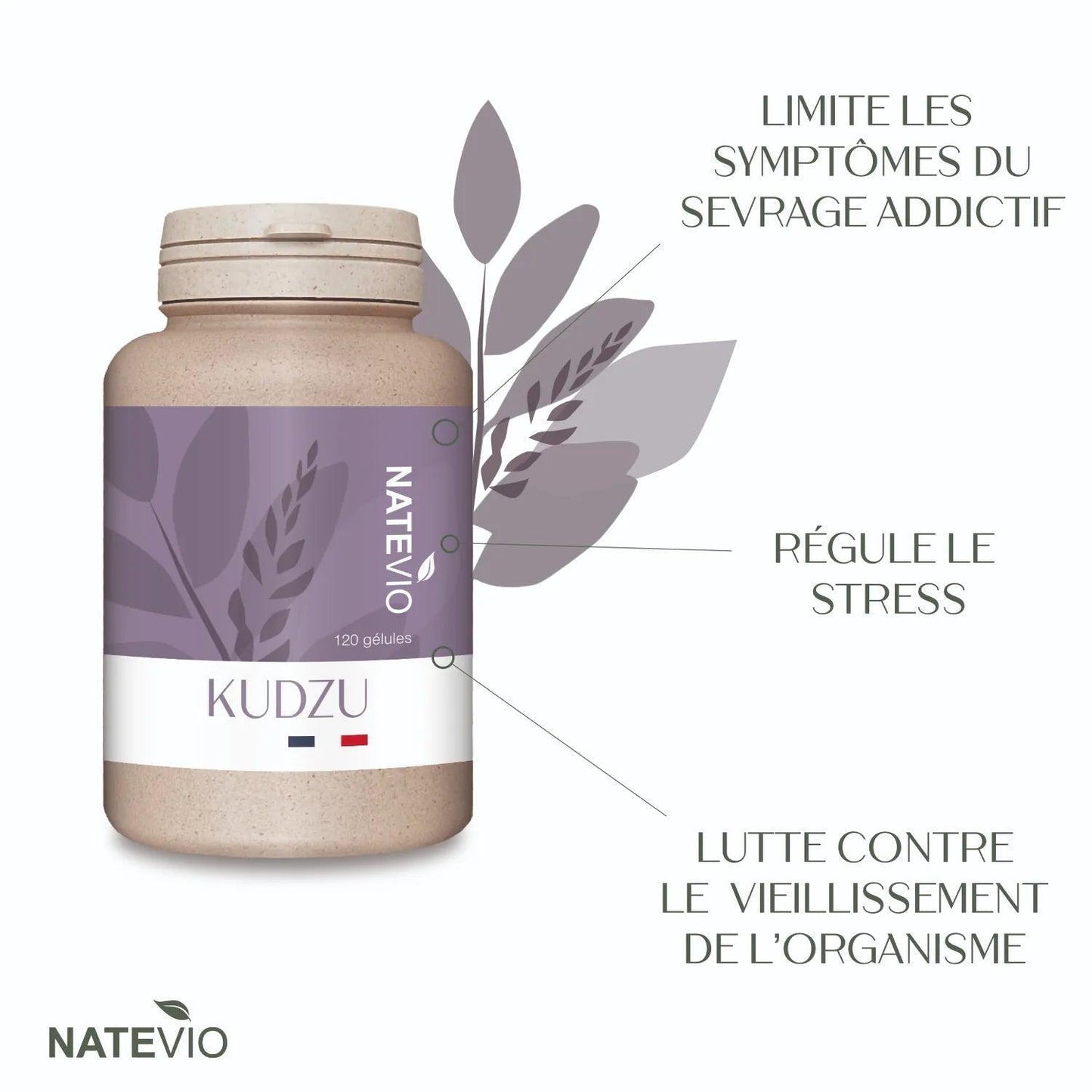 Complément alimentaire gélules sevrage Kudzu - Sevrage alcool tabac - Bienfaits NATEVIO