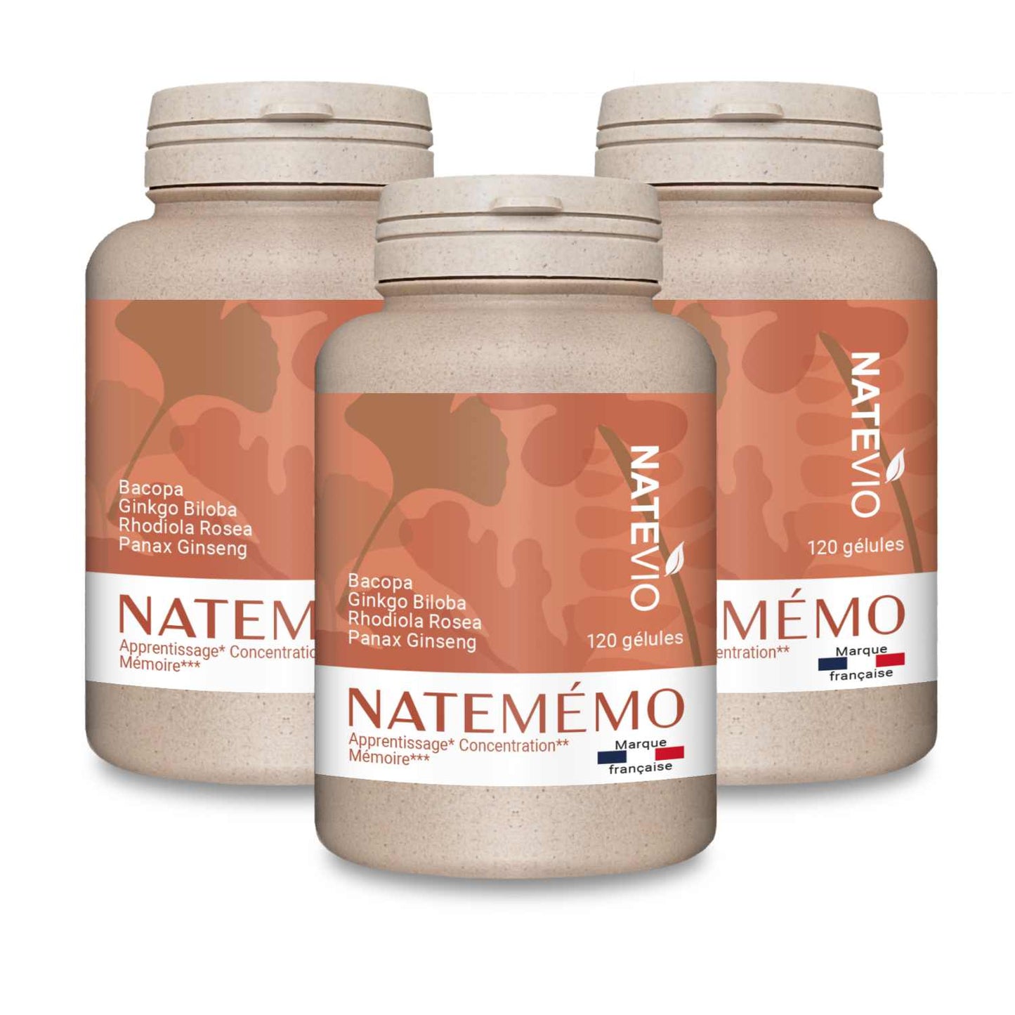 NATEMEMO Bacopa Rhodiola Gingko Ginseng
