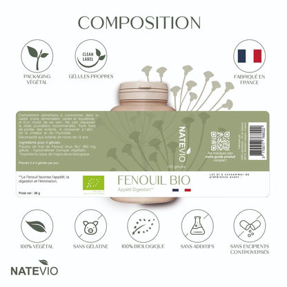 Fenouil Bio 120 gélules - NATEVIO