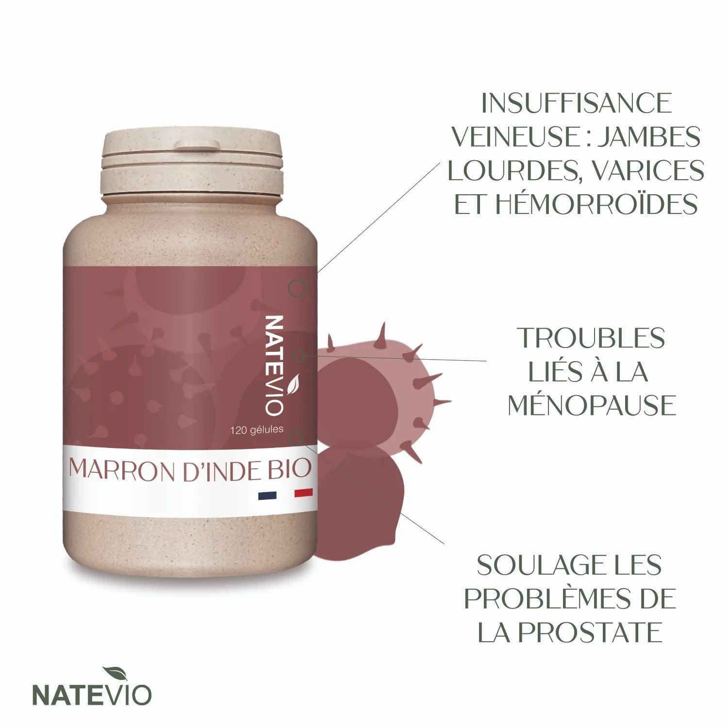 Marron d'Inde Bio 120 gélules - NATEVIO