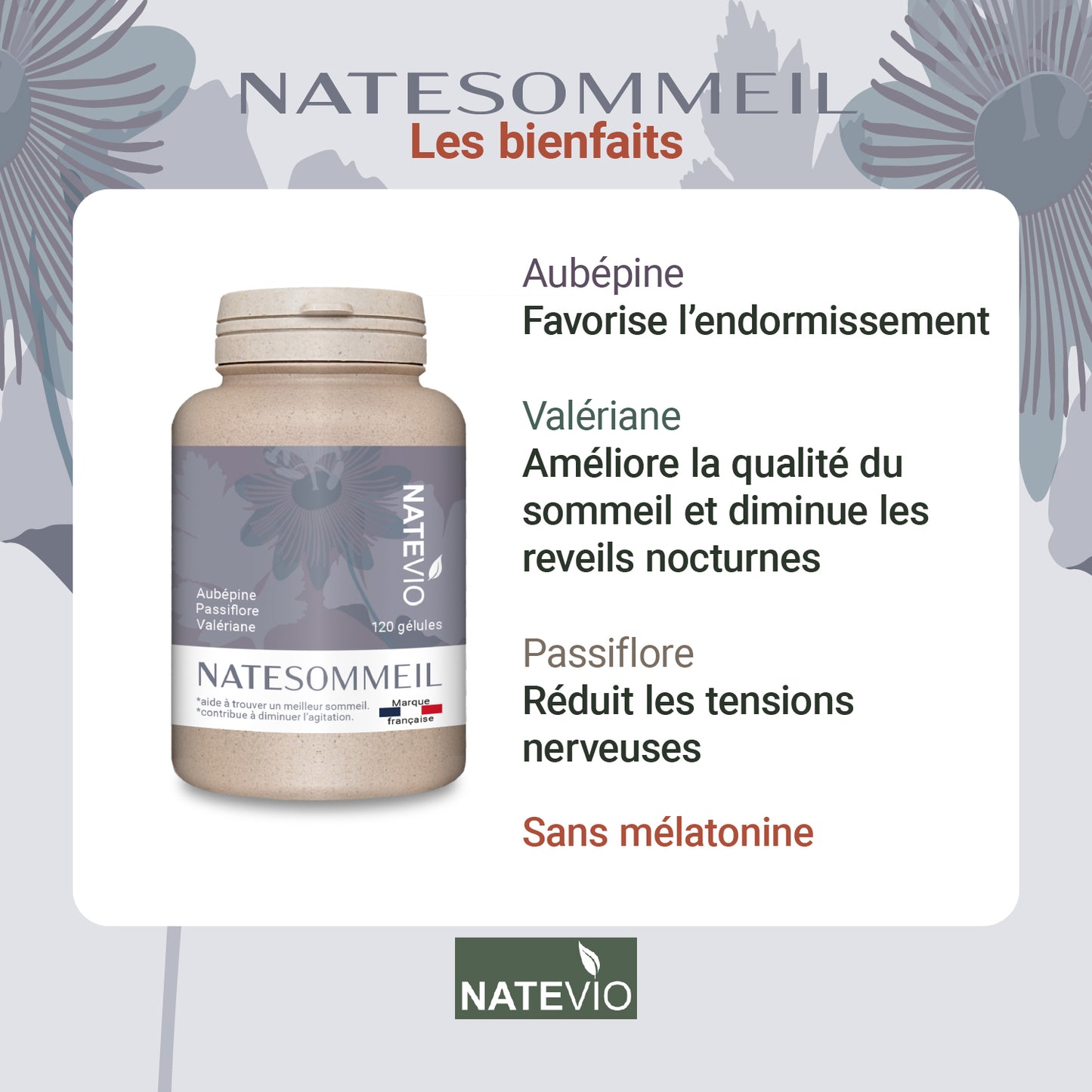 NATESOMMEIL Aubépine Passiflore Valériane