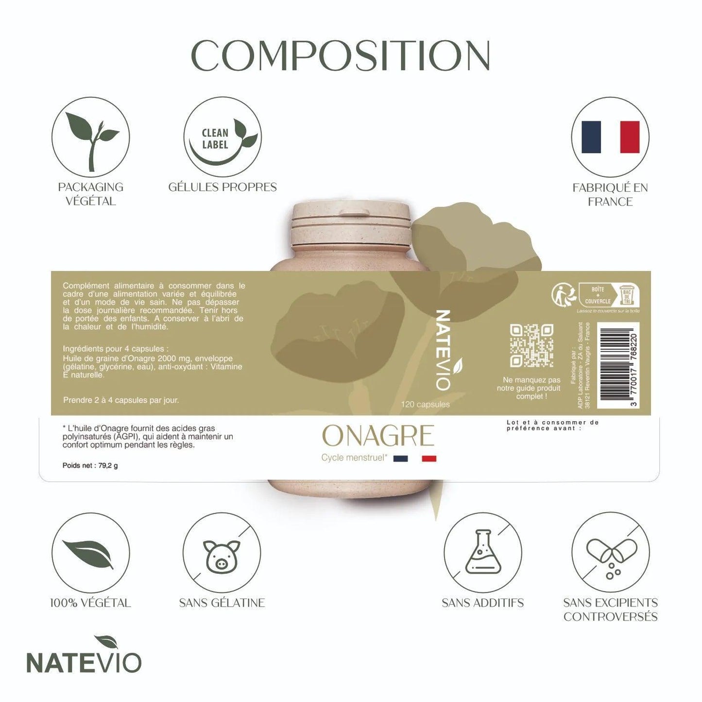 Onagre 120 capsules - NATEVIO