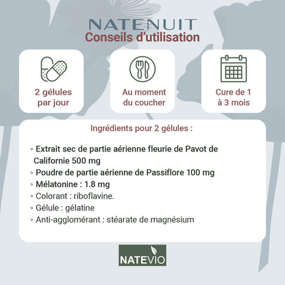 NATENUIT Mélatonine Passiflore Pavot de Californie