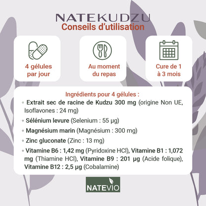 NATEKUDZU Kudzu Sélénium Magnésium Zinc Vitamines B