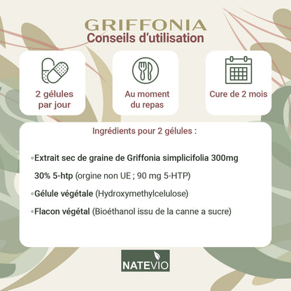GRIFFONIA Natevio – Équilibre émotionnel, Stress & Bien-être – 120 gélules