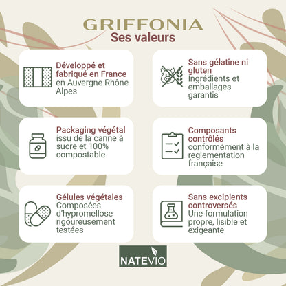 GRIFFONIA Natevio – Équilibre émotionnel, Stress & Bien-être – 120 gélules