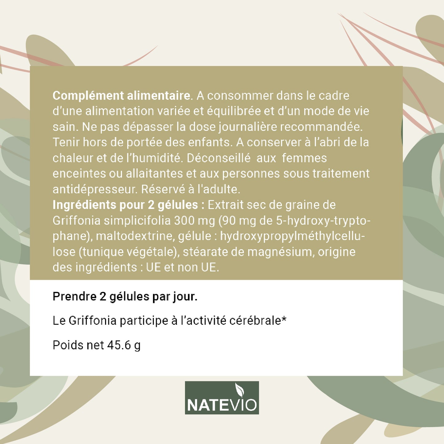 GRIFFONIA Natevio – Équilibre émotionnel, Stress & Bien-être – 120 gélules