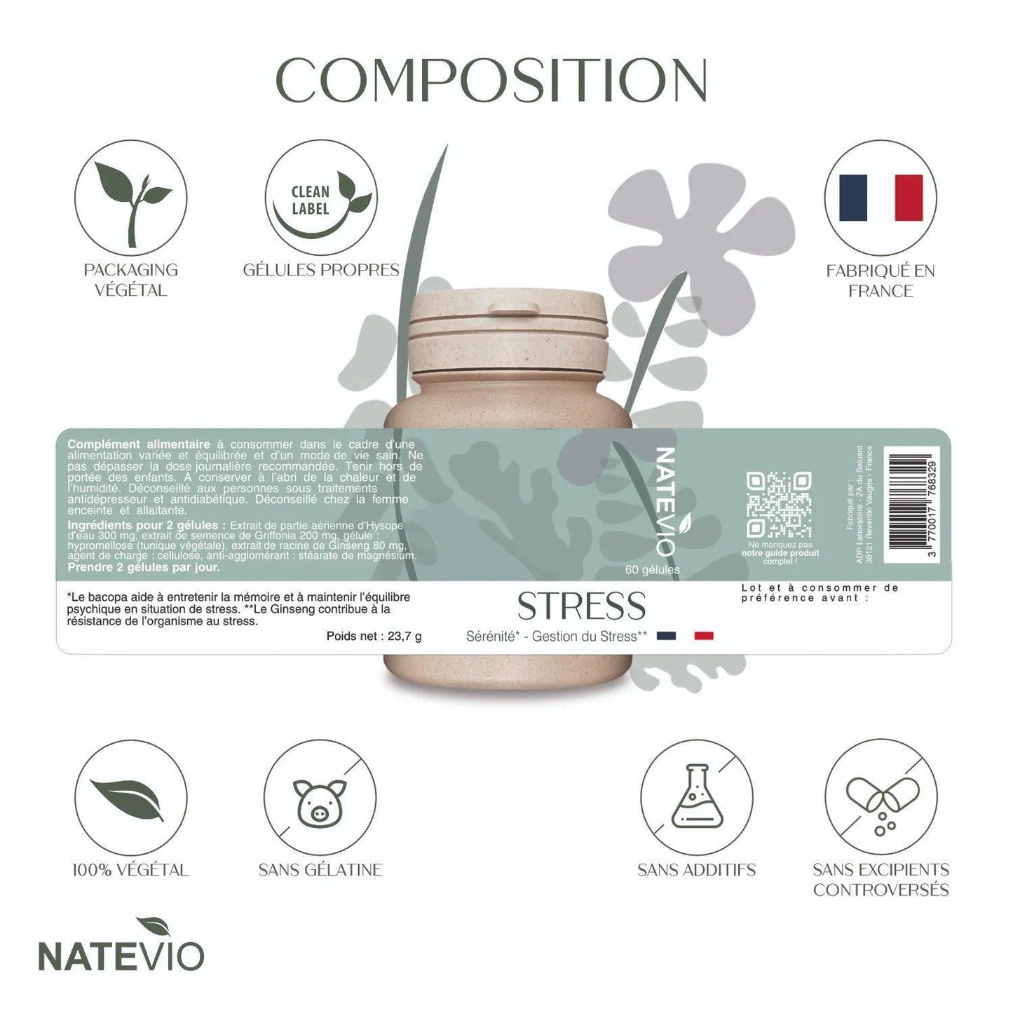 image composition etiquette stress relaxant plantes gelules naturel