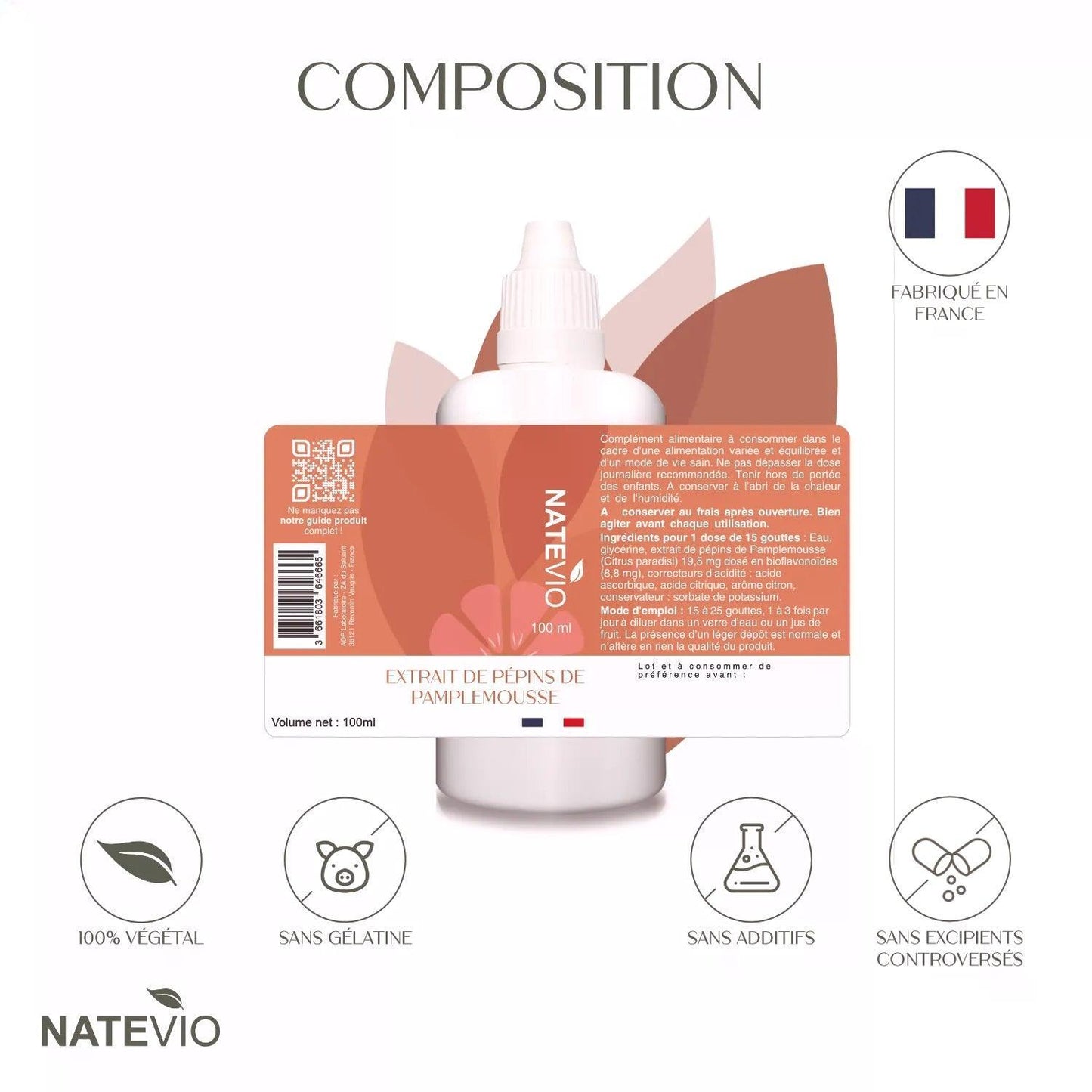 Extrait de pépins de pamplemousse 100 ml - NATEVIO